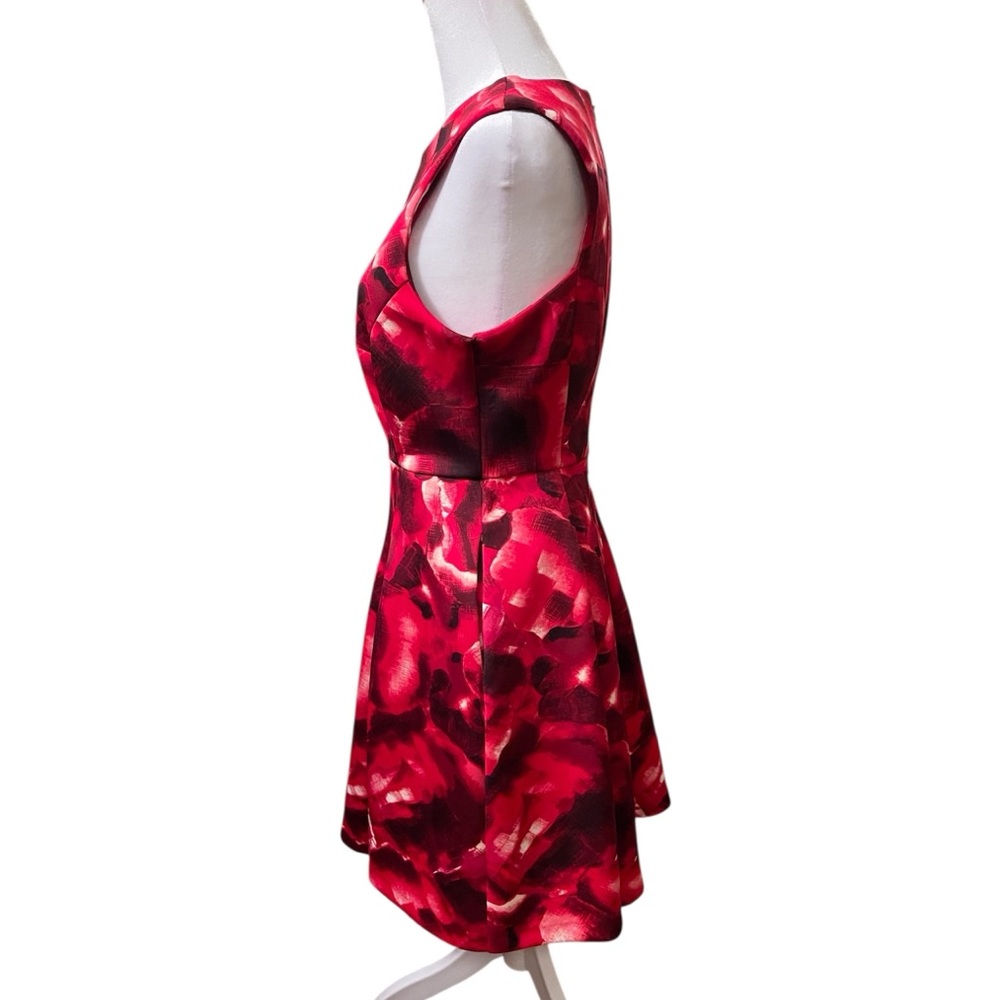 The Limited Eva Longoria Red and Black Patterned Sleeveless Fit and Flare Dress - Picture 5 of 17